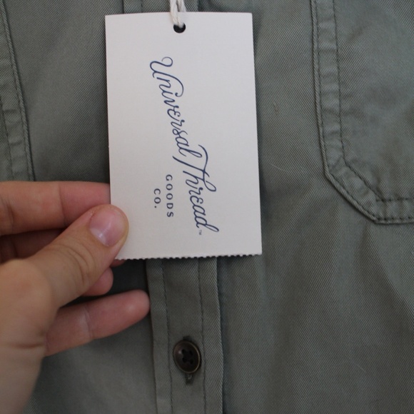 Universal Threads Olive Button-Down - Picture 3 of 4
